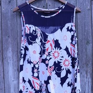 Womens sleeveless floral top with Mesh chest